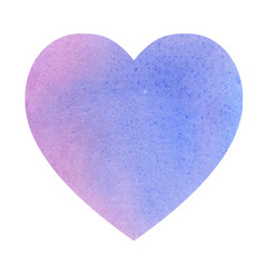 illustration watercolor heart made of blue violet color spots. space for text.