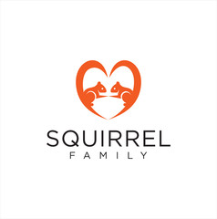 Squirrel Love Heart Logo Couple Design Vector Stock Icon Mascot Character Illustration. 
