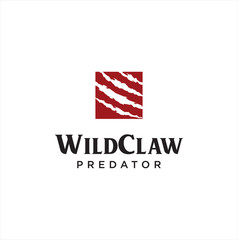Square Wild Claw Logo Design . Wild animal monster claws scratches Logo Design