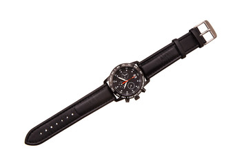 Wristwatch isolate on a white background. Sports wrist watch with a nylon bracelet. Watches for scuba divers.