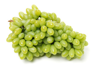 Green grapes on white background