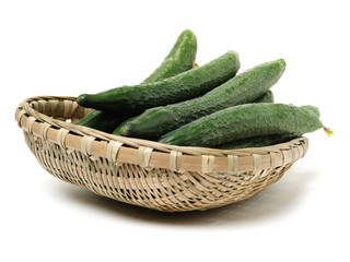 Green cucumber on the white background