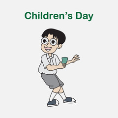 Happy Children's day poster with happy kids illustration. Cartoon with sweet children. Perfect for invitations, banners and greeting cards