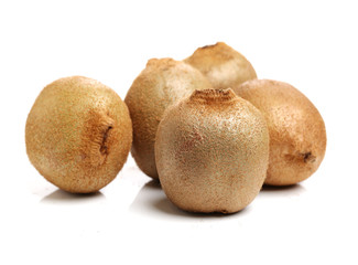 Whole kiwifruit/ kiwi (Actinidia chinensis) on white 