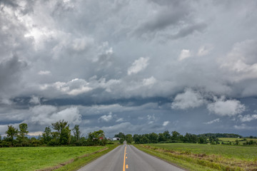 Summer storm clouds over farm country in the Mohawk Valley of Montgomery County, New York State, USA.