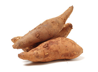 Fresh Yacon (Peruvian ground apple) on white background