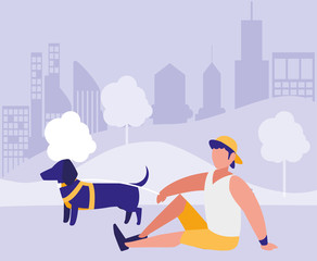 Man in park vector design