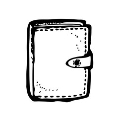 Close book vector drawing, hand drawn illustration, diary