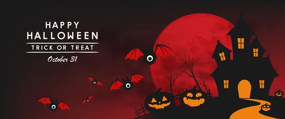Rolgordijnen happy halloween day banner vector design 2019 © memorystockphoto