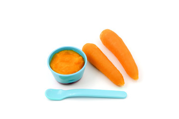 Baby first solids. Weaning. Homemade vegetable puree
