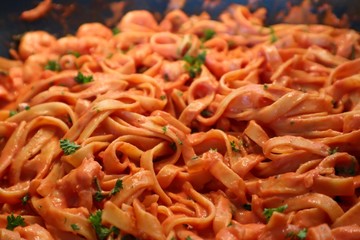 tagliatelle tagliatella italian food with shrimps pasta