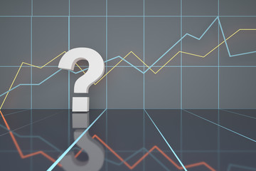 Obraz premium what does it mean - question mark - business chart diagram - yields, consumption, expenditures concept
