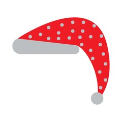 Santa Claus hat icon in flat style isolated on white background. For your design, logo. Vector illustration.