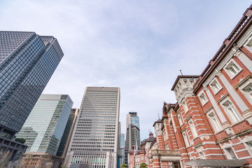 Fototapeta na wymiar TOKYO, JAPAN - March 25 2019: Tokyo Station in Tokyo, Japan. Open in 1914, a major a railway station near the Imperial Palace grounds and Ginza commercial district