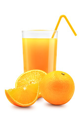 Stack of fresh orange fruit isolated on white background