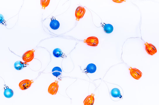 Blue Christmas Tree Ball on white background