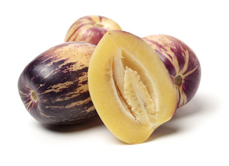 fresh Pepino fruit on white background