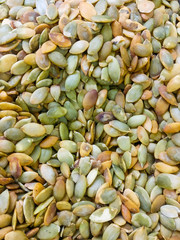 a large pile of peeled seeds