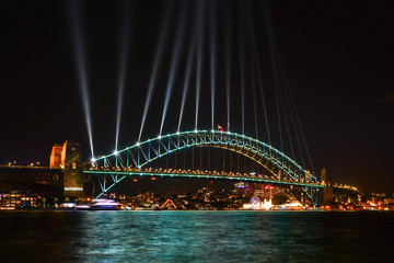 Fototapeta na wymiar Sydney Harbor Bridge at Vivid