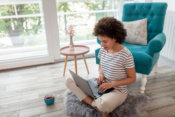 Woman working remotely from home