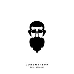 Bearded Man Logo Vector Design Template . on white background .