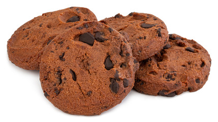 Chocolate chip cookie isolated on white background