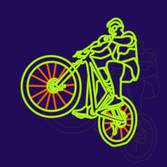 Neon line bicycle rider silhouette