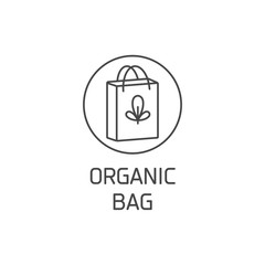 Vector logo, badge or icon for natural and organic products. Eco safe sign design. Organic bag sign.