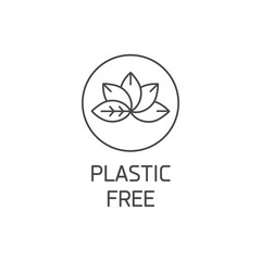 Vector logo, badge or icon for natural and organic products. Eco safe sign design. Plastic free sign.