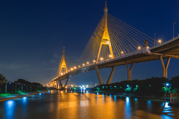 Fototapeta na wymiar Bhumibol Bridge at night