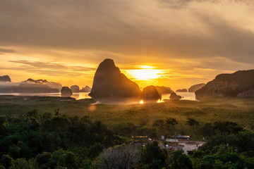 Sunrise in Samet Nang Chi viewpoint.