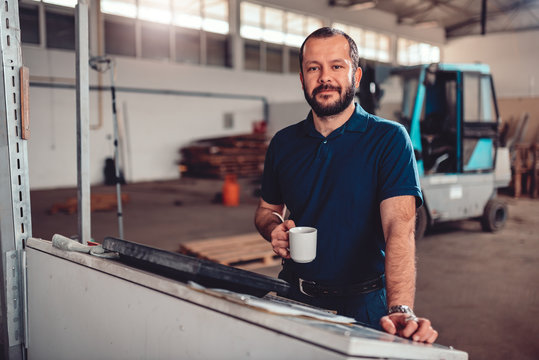 CNC Machine Operator having coffee brake