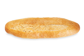 Freshly baked bread isolated on white background. Top view.