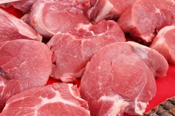 Raw pork for cooking at street food