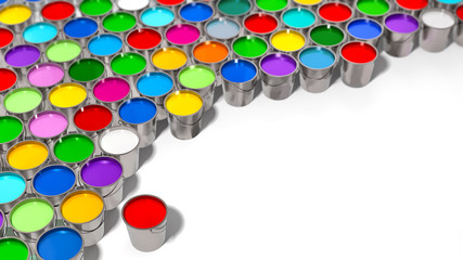 Colorful Paint Buckets - 3D Rendering