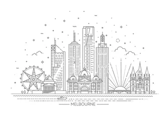 Foto op Plexiglas Melbourne Australia City Skyline on White Background. Vector Illustration © tettygreen