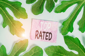 Word writing text Top Rated. Business photo showcasing The high amount of a charge or payment based...