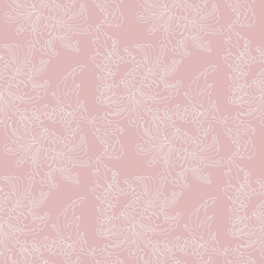 Abstract seamless pattern with leaves. Hand draw texture. Vector template.