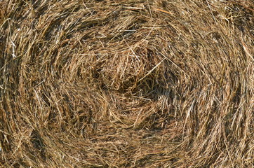 a bale of straw is rolled up and tied in the shape of a cylinder