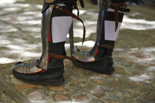 Knight's legs in armor