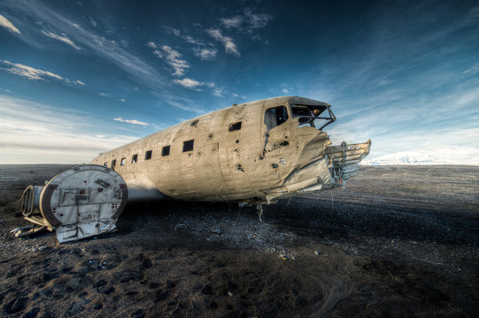 Wreckage of plane crash in S&oacute;lheimasandur, Iceland