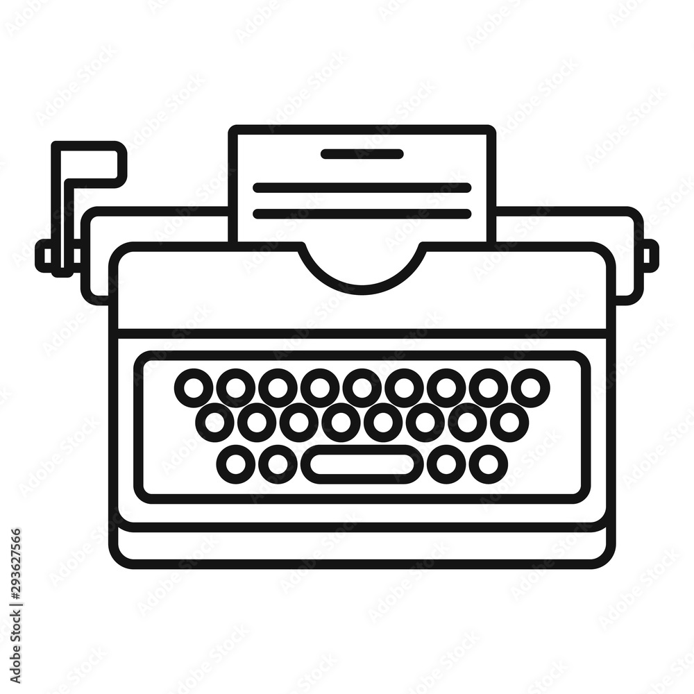 Poster typewriter icon. outline typewriter vector icon for web design isolated on white background