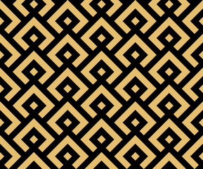 Abstract geometric pattern. A seamless vector background. Gold and black ornament. Graphic modern pattern. Simple lattice graphic design