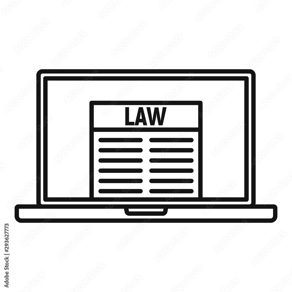 Wall mural law laptop icon. outline law laptop vector icon for web design isolated on white background