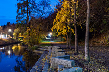 beautiful riverside in blue hour in Germany