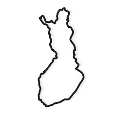 black abstract outline of Finland map- vector illustration