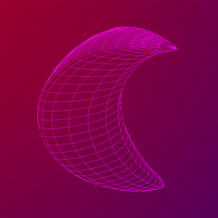 Crescent moon wireframe vector