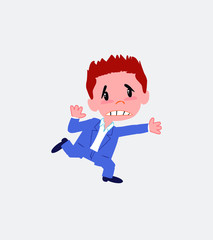 Businessman in casual style runs alarmed.