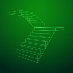 Wireframe stairs, interior staircases steps