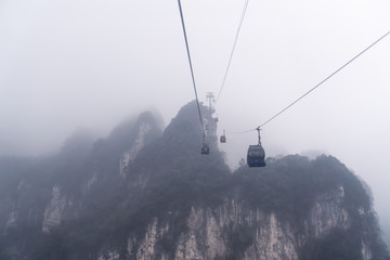 Cable car in Zhangjiajie National Forest Park, China